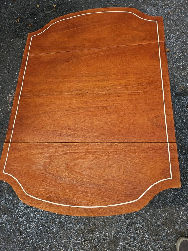 Antique? Federal Inlaid Drop Leaf Breakfast Side Table Drawer BRANDT 26x26x17/37 gallery