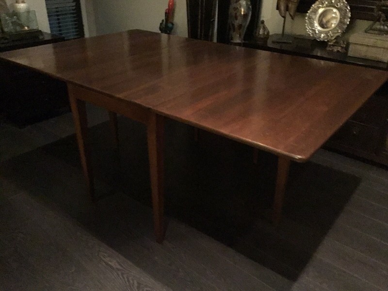 AUTHENTIC MCM KINDEL GRAND RAPIDS WALNUT DINNING FOLD DOWN TABLE / GATE LEGS gallery