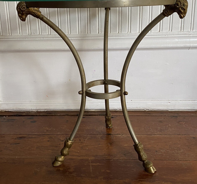 Ram Head & Hoof Maison Jansen Style Side Table Iron/Brass Italy gallery