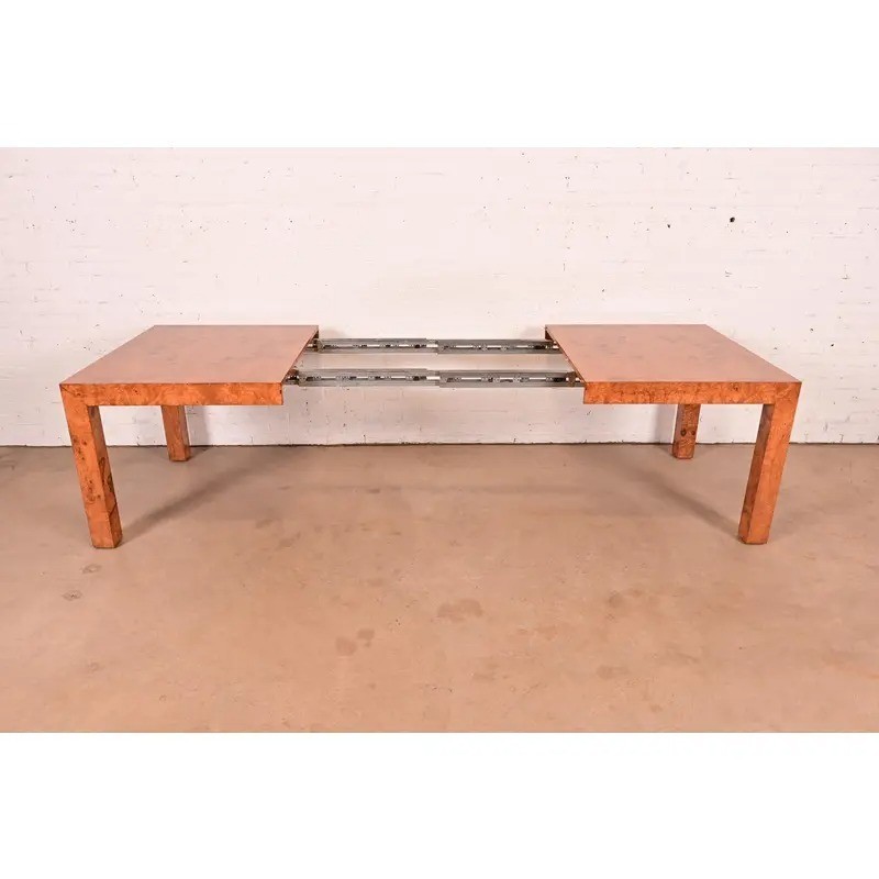 Milo Baughman Mid-Century Modern Burlwood Dining Table, Newly Refinished gallery
