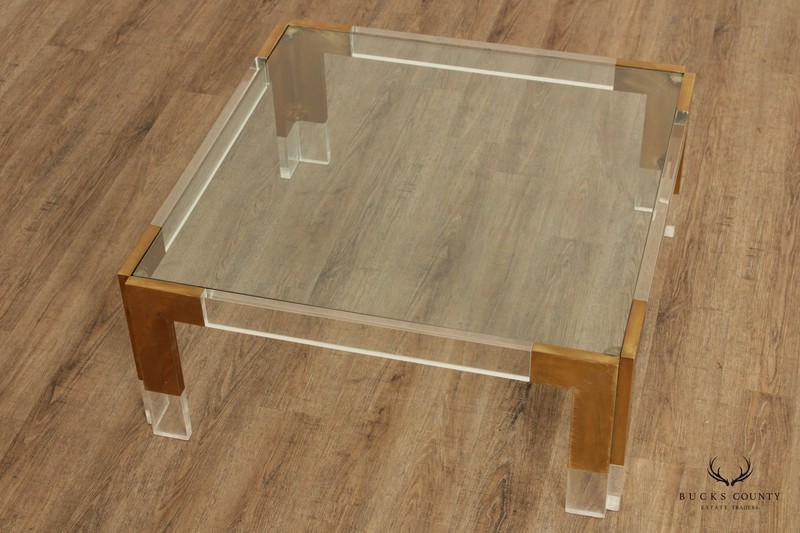 Contemporary Style Square Glass Lucite Square Coffee Table gallery
