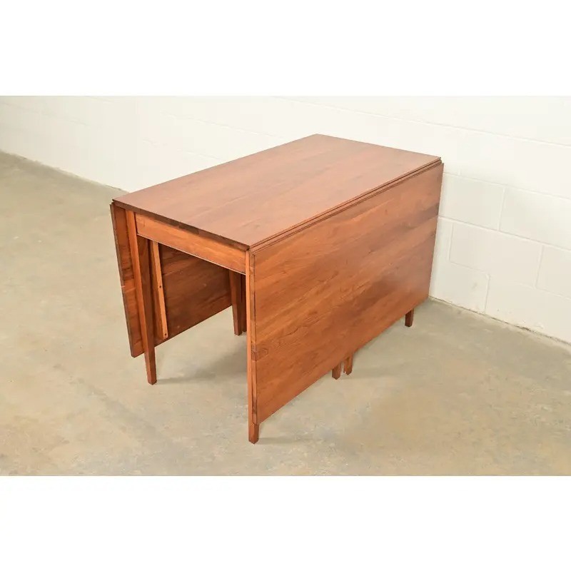 Henkel Harris Federal Solid Walnut Drop Leaf Dining Table, Circa 1960s gallery
