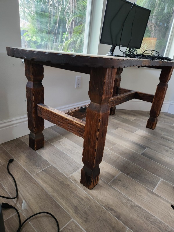 vintage brown sturdy table gallery