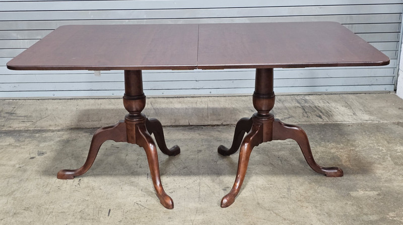 Eldred Wheeler Solid Cherry Two Pedestal Dining Table 2 Leaves Benchmade gallery