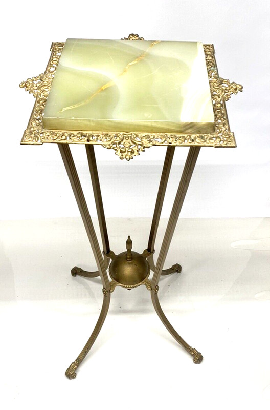 Bradley & Hubbard Cast Iron Brass Marble Victorian Art Nouveau Plant Stand
