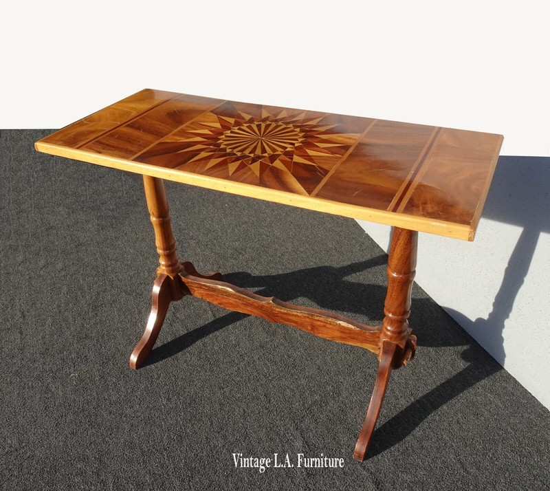 Vintage French Style Side Table w a Sunburst Inlay