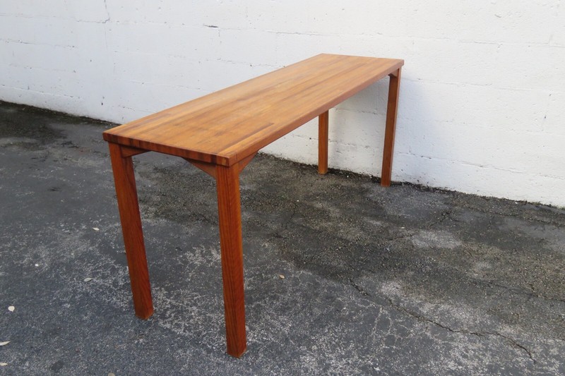 Mid Century Oak Long Narrow Library TV Console Table 5710 gallery