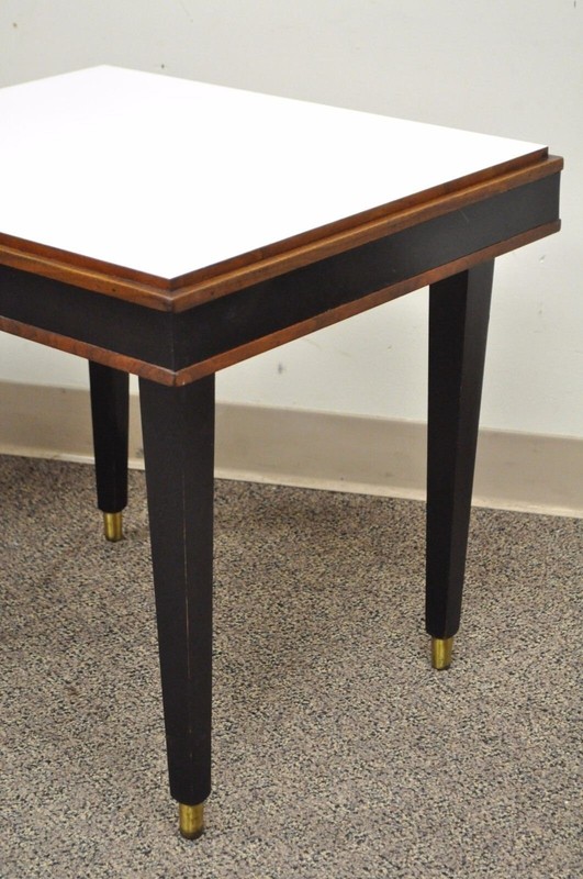 Vintage Mid Century Modern Black & White Rectangular Laminate End Tables - Pair gallery
