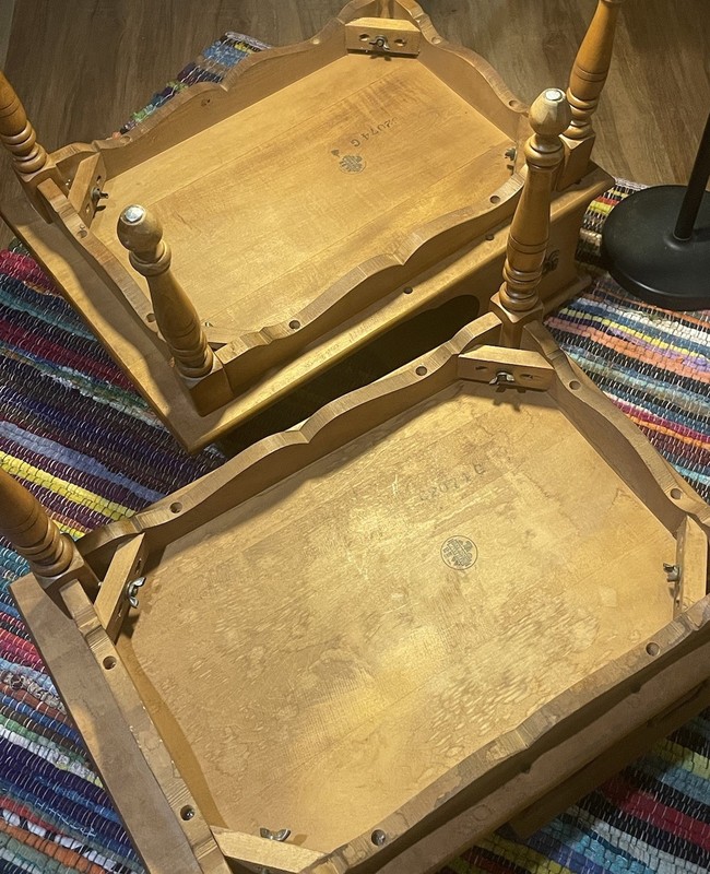 Heywood Wakefield Maple End Tables 2 Tier Mid Century Vintage Furniture gallery