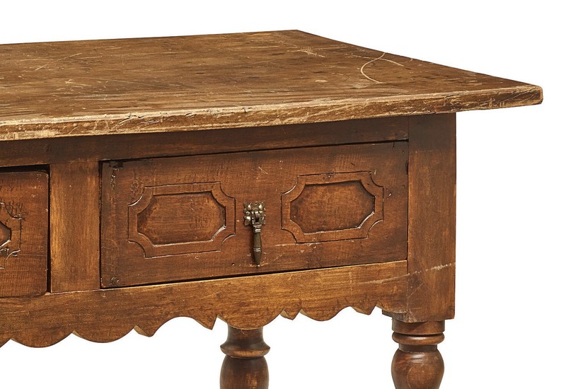 Vintage Spanish Baroque 2 Drawers Walnut writing table Desk gallery