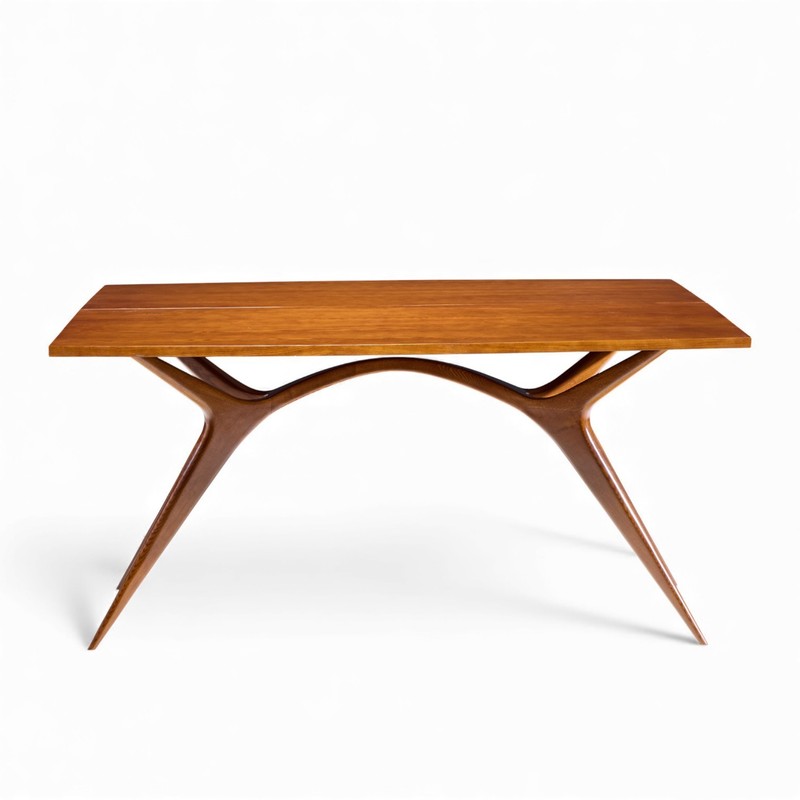 Giuseppe Scapinelli Mid Century Brazilian Walnut Console Flip Top Dining Table gallery