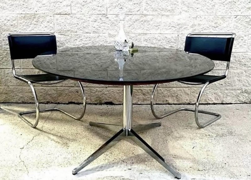 Florence Knoll Black Granite Oval Dining Table Desk Mid Century Modern Vintage gallery