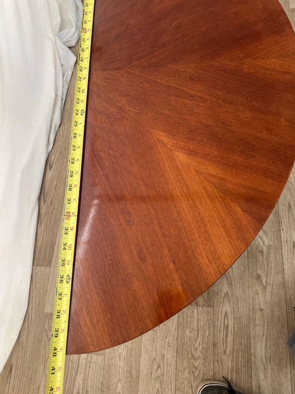 Vintage Ethan Allen Demilune Console Table Mahogany Top and Bottom Shelf gallery