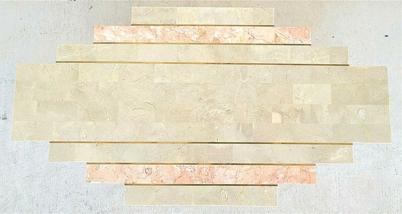 MCM MAITLAND SMITH 2 Tone Tessellated Stone Brass Inlay Coffee Cocktail Table gallery