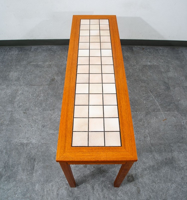 Mid Century Danish Modern End Table Side Entryway Console Wide Tile Teak Wood gallery