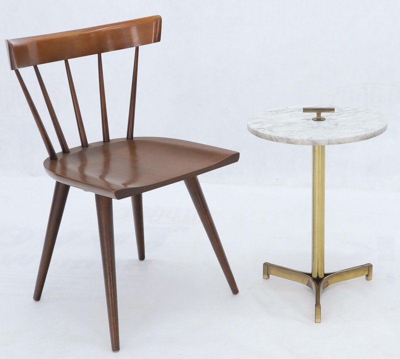 Round Marble Top Tripod Brass Base Legs Occasional Butler Side Table gallery