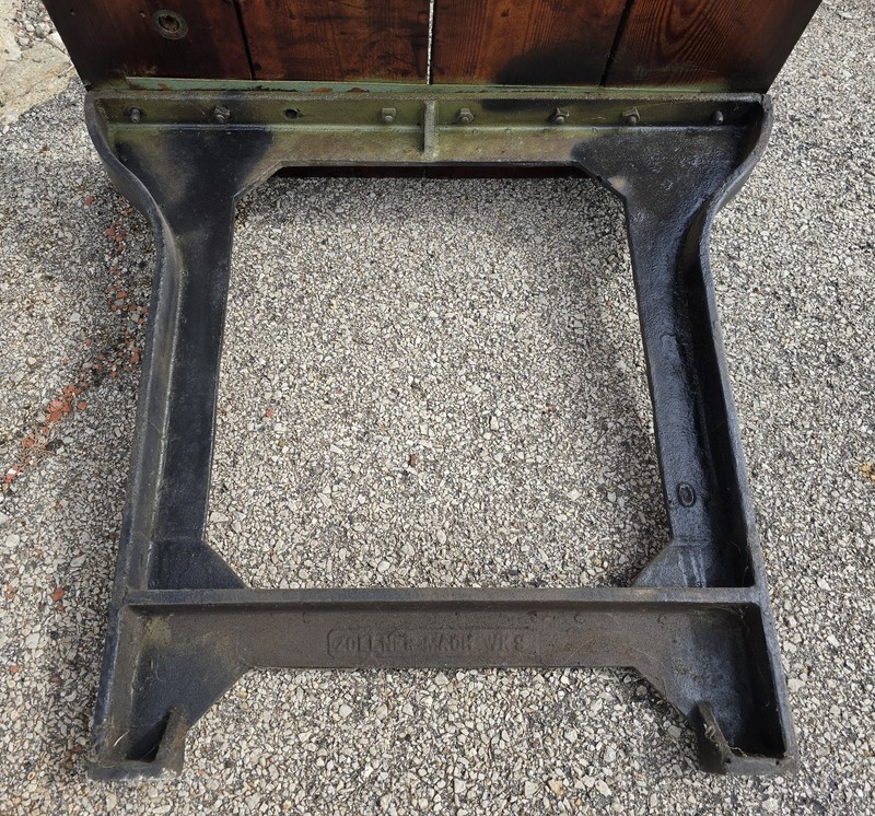 Zollner Machine Works antique industrial table with leg casting pattern gallery