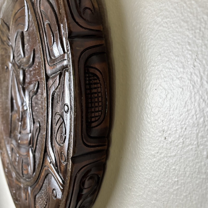 VTG 2 Wood Carved End Table Coffee Table Wall Mount Central American 20”X1.75” gallery
