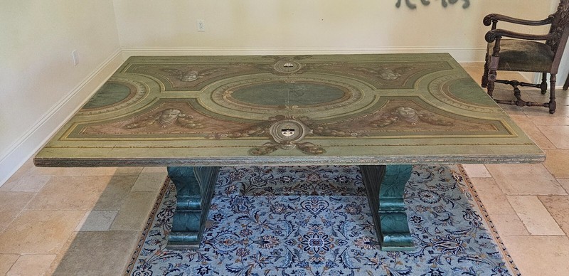 Stunning Italian Venetian Style Hand Painted Dining Trestle Table gallery