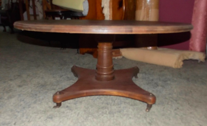 2 Panel Book Matched Mahogany Veneer Round Mid Century Coffee Table (CT-75) gallery