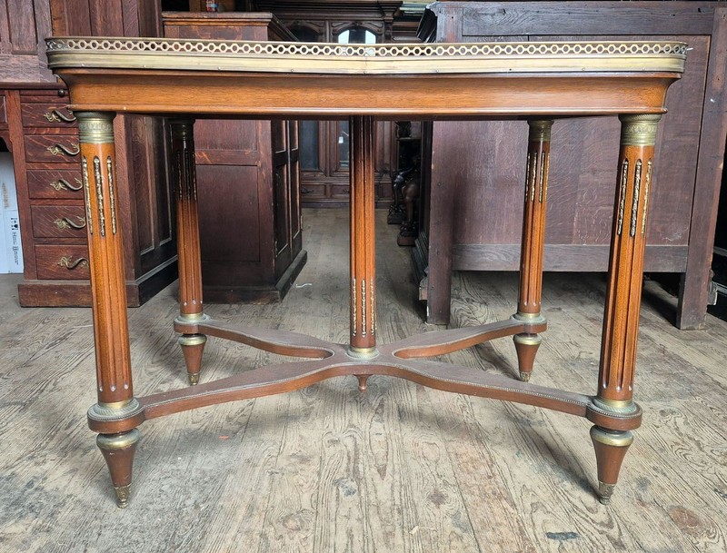 ANTIQUE FRENCH MARBLE TOP CENTER SERVING TABLE gallery