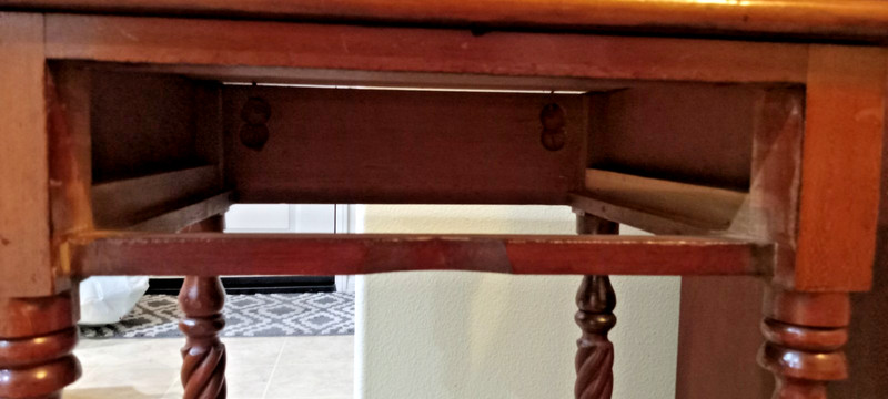Small Vintage 19th Century Sheraton One Drawer End Table with turned legs gallery