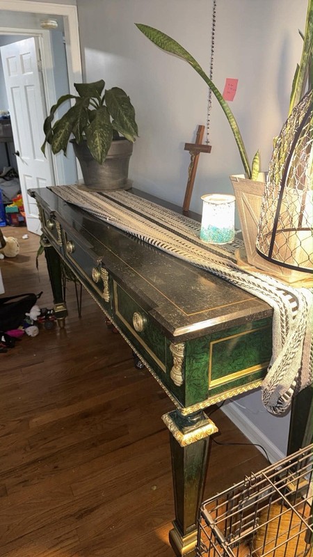Vintage Henredon Faux Malachite Console Table gallery