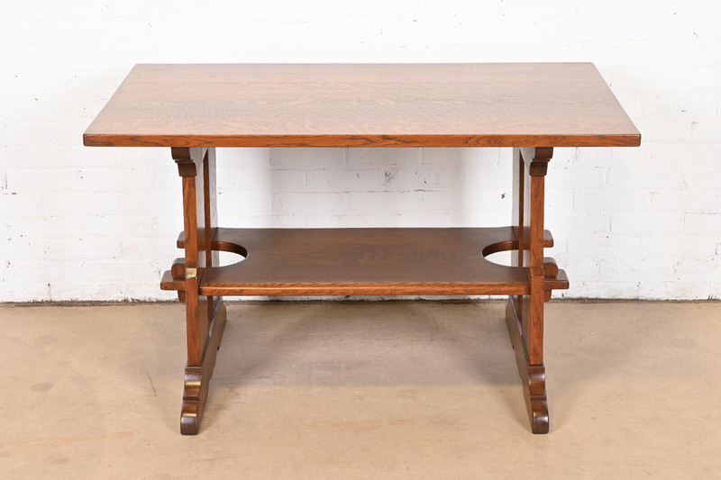 Gustav Stickley Mission Oak Arts & Crafts Trestle Library Table or Writing Desk gallery