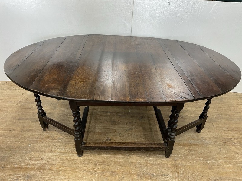 Large 17th C PILGRIM CENTURY 8 Leg Spiraled OAK Barley Twist Dining Table gallery