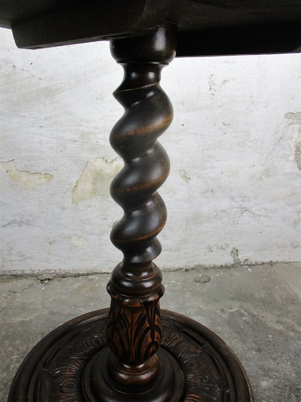 L Hand Carved Ornate Wood Barley Twist Pedestal Display Side Table Plant Stand gallery