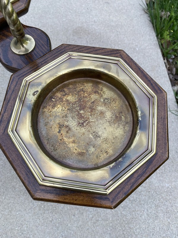 Brandt Furniture Vintage Wood And Brass Ash Tray Stand / Side Accent Table gallery