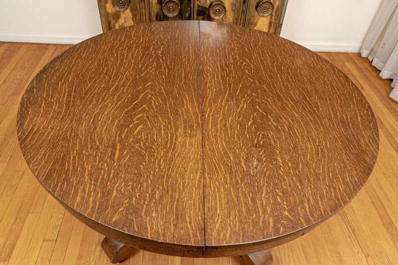 Imposing Mission Oak Arts & Craft Extension Dining Table gallery