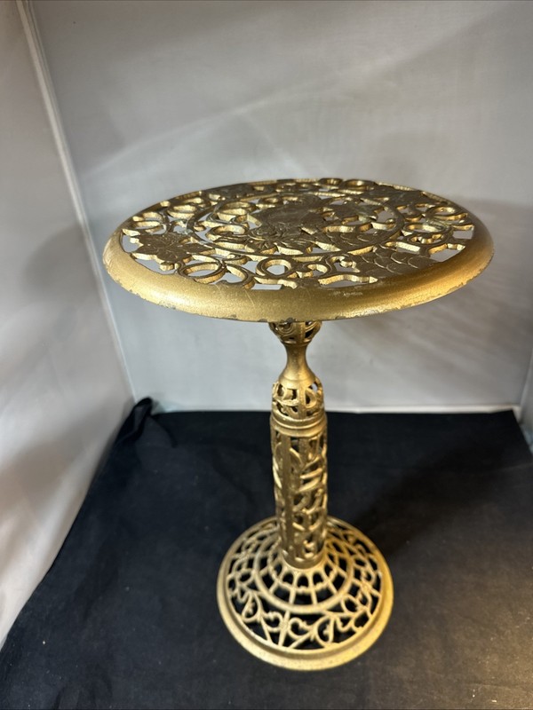 Brass Plant Stand Pedestal Table 17” Hollywood Regency Vintage