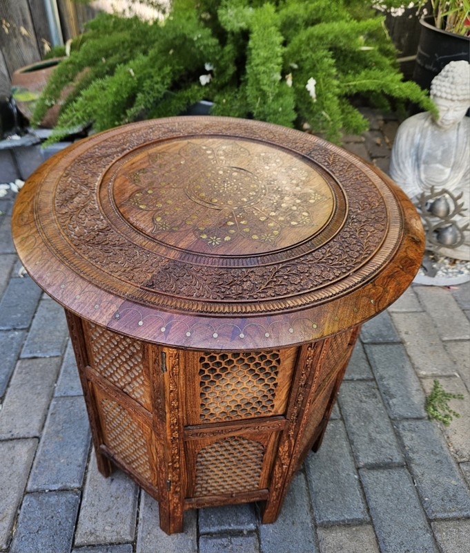 VTG Anglo Indian Octagonal Side Table 21″ Tall