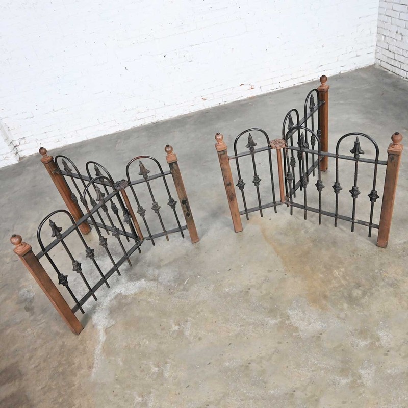 Antique Rustic Wrought Iron Fence Base Custom Dining Table & Beveled Glass Top gallery