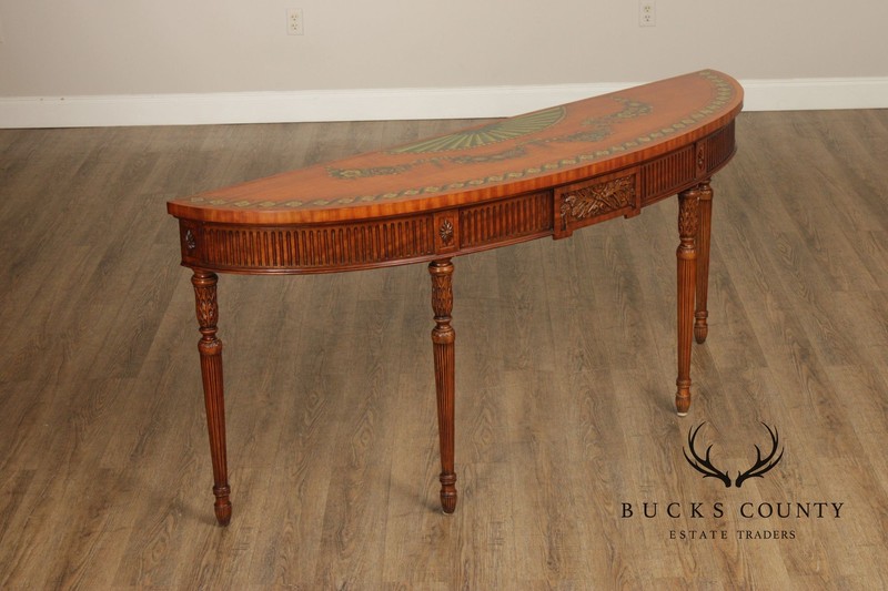 Maitland Smith Adams Paint Decorated Demilune Console Table gallery
