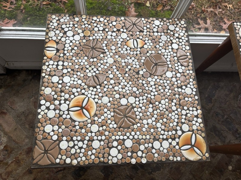 Vintage Ceramic Mosaic Pebble Nesting Tables, Set of 3 - Need Restoration gallery