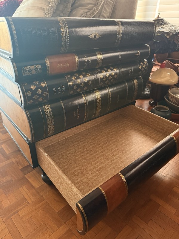 Maitland-Smith Faux Leather Book Box Stacked Library Decor gallery