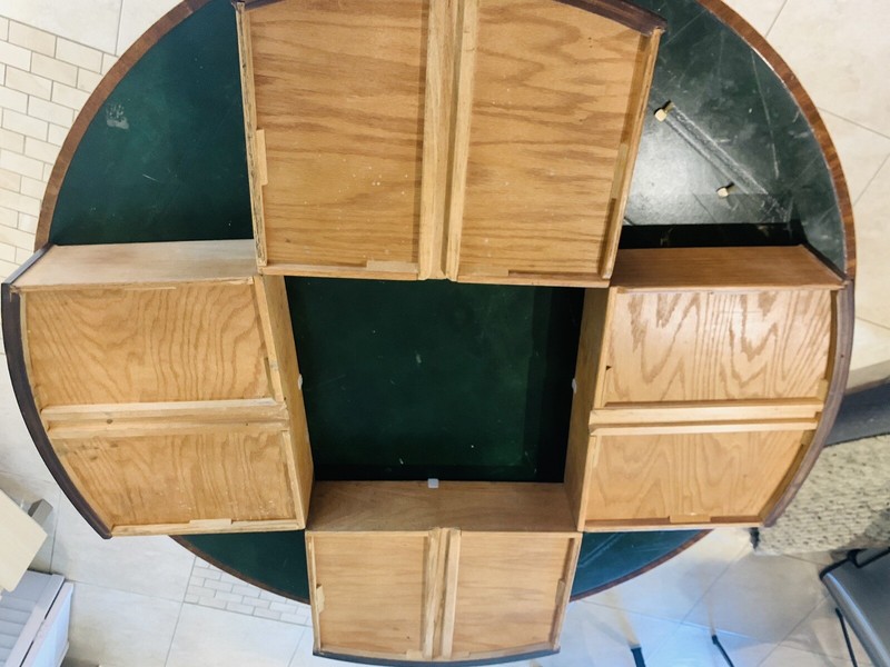 Vintage Kittinger Drum Table Round Top, 4 Drawers, Authentic Labels Needs TLC gallery