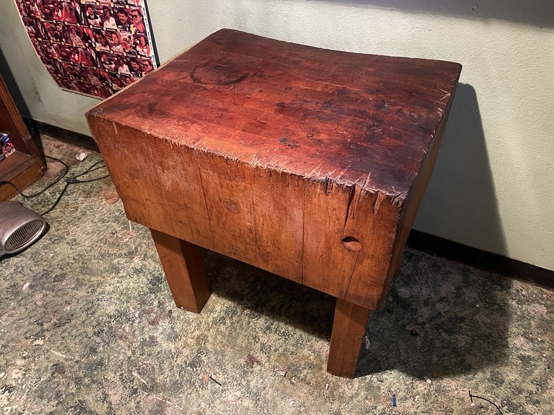 Antique Butchers Block Table Island Boos Chicago Kitchen Stockyard Industrial