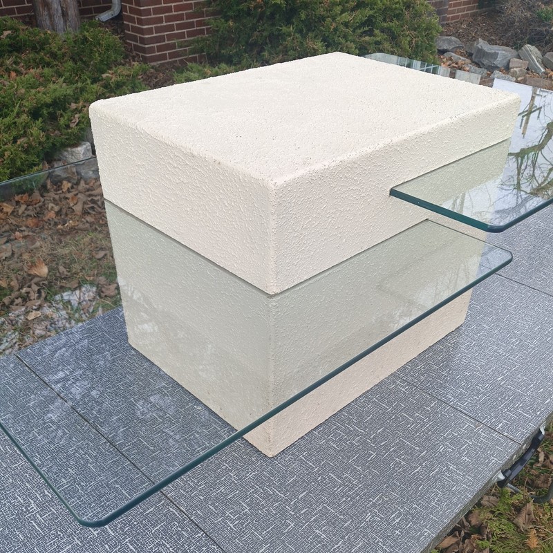IMPOSSIBLY RARE PERHAPS Last OF ITS kind COFFEE TABLE paintable PLASTER GLASS gallery