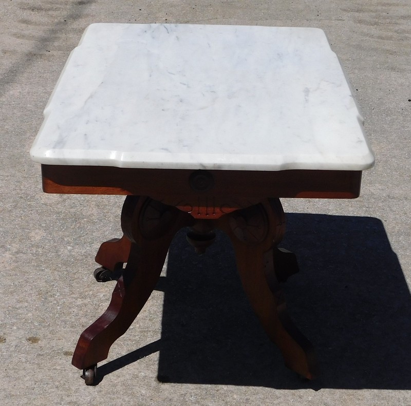 Walnut Victorian Marble Top Coffee Table gallery