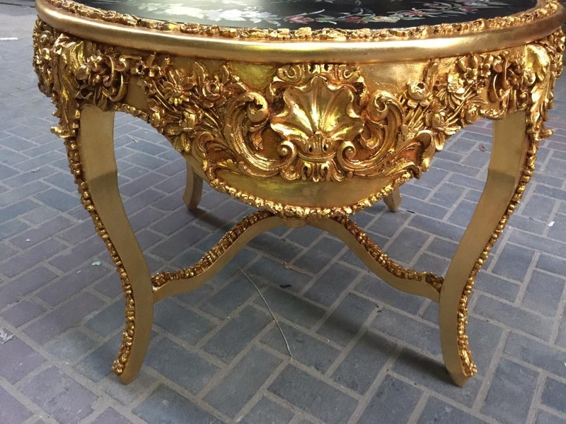 Table Italian Baroque Gold Finish Hand Painted Floral Center Dining Piece gallery