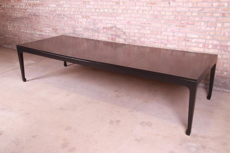 Michael Taylor for Baker Furniture Black Lacquered Chinoiserie Dining Table