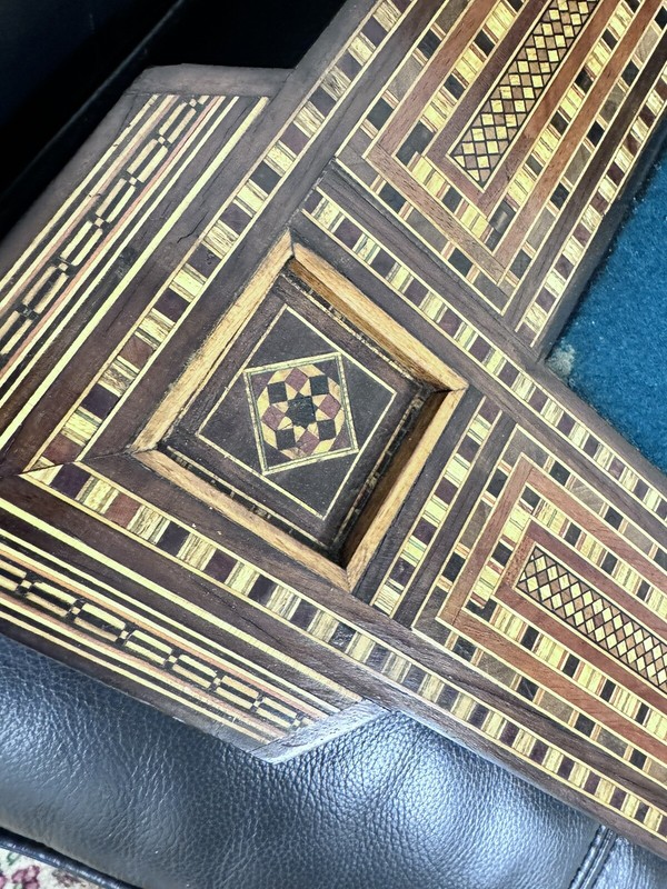 STUNNING SYRIAN DAMASCUS INLAID BACKGAMMON/CARD/ GAME TABLE, See Description. gallery