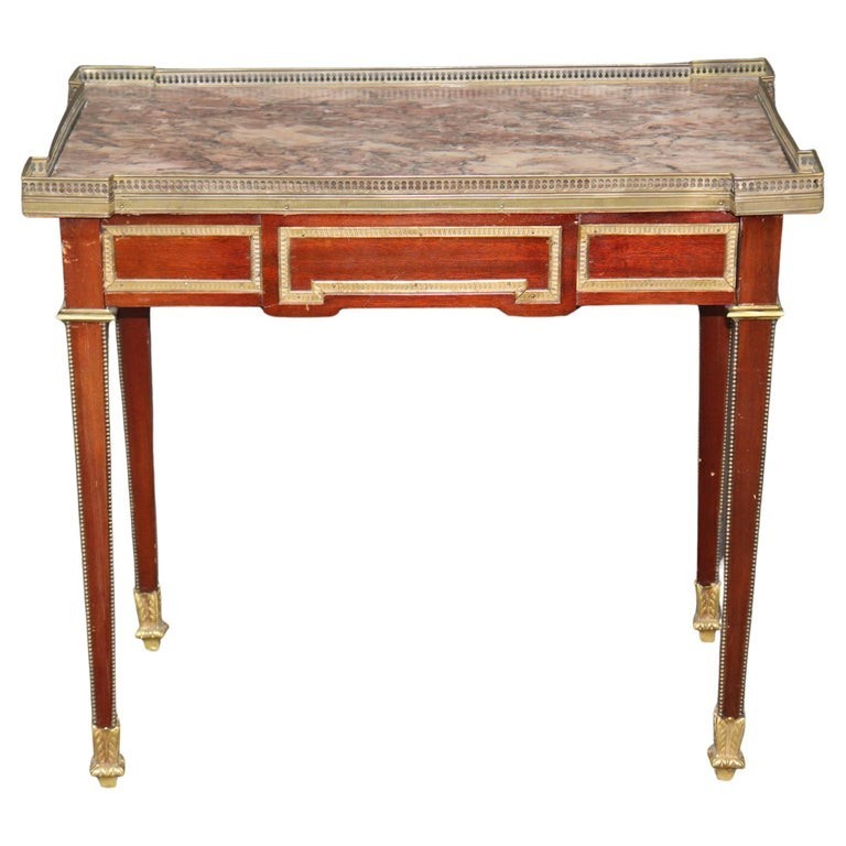 French 1920s era Breccia Marble Top Louis XVI Style Mahogany Console Table