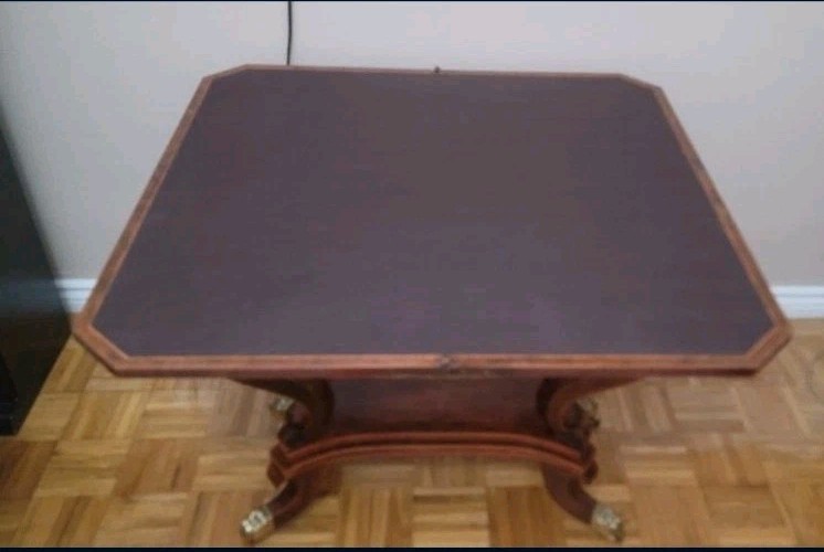 Baker Williamsburg Reproduction Rosewood Banded Burl Lift-Top Game Table gallery