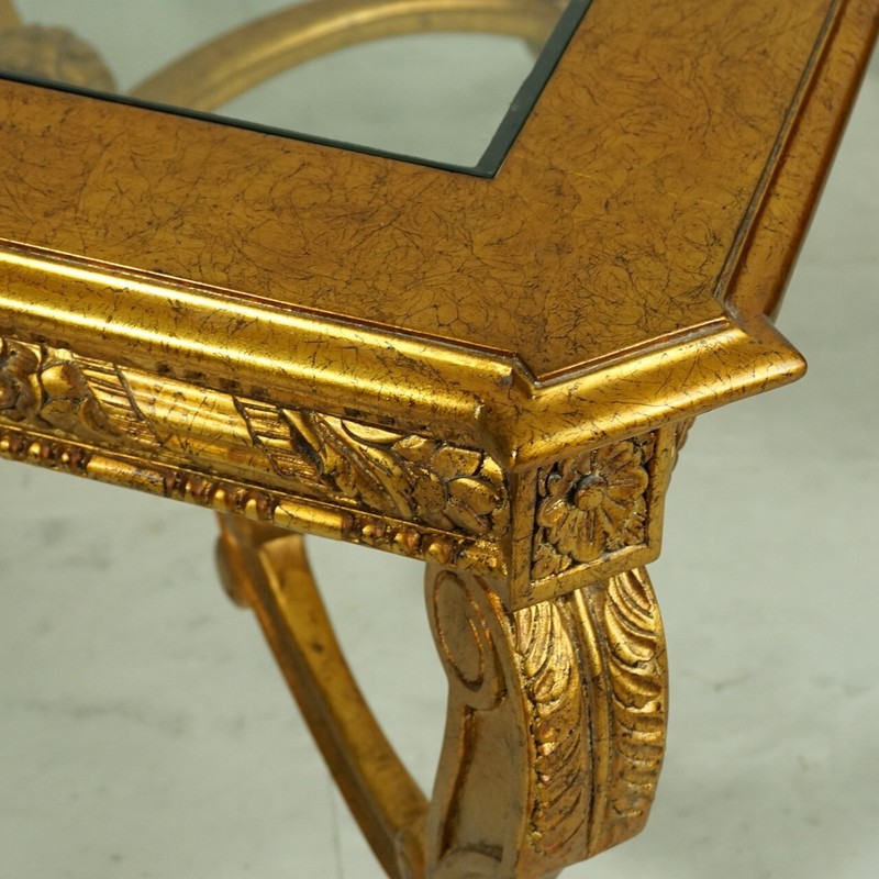 NO TARIFFS! Glass Top French Square Coffee table Mahogany wood Gold Leaf gallery