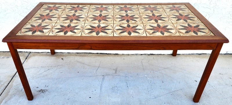 MCM Danish Teak & Tile Coffee & Side Tables 1960s Set of 3 gallery
