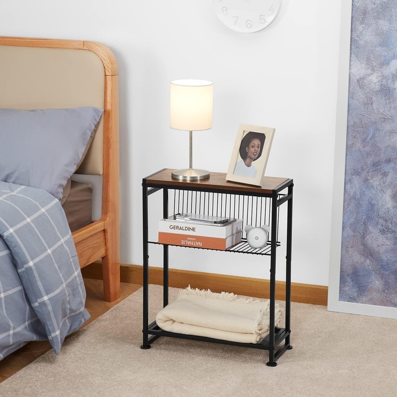Small Side Table for Small Spaces - Slim End Table with Magazine Holder - 2 in 1 gallery
